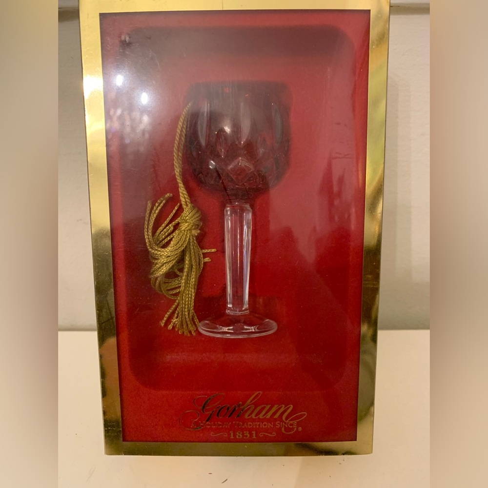 Gorham Ruby Crystal Goblet with Gold Accent